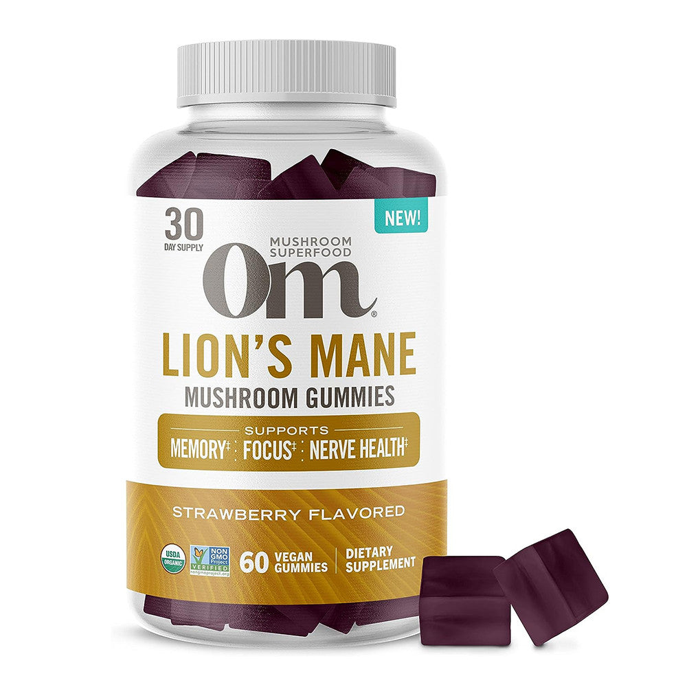 Om Mushroom Superfood Lions Mane Mushroom Gummies, Support Memory, 60 Ea
